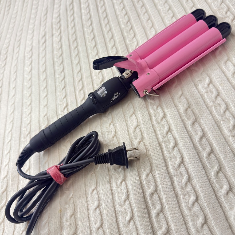 Three Barrel Curling Iron Wand Hair Waver 1inch Ceramic Tourmaline Dual Voltage